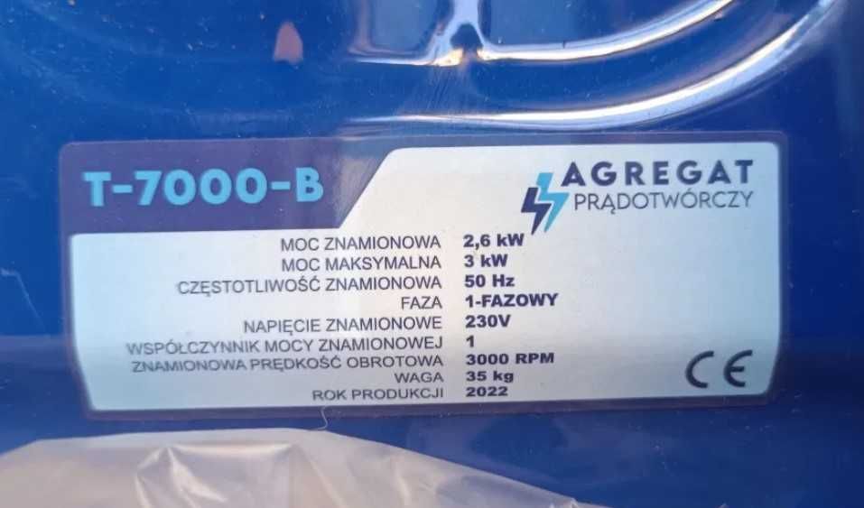 Nowy Agregat Prądotwórczy Gwarancja T7000-B Thunder Generator prądu