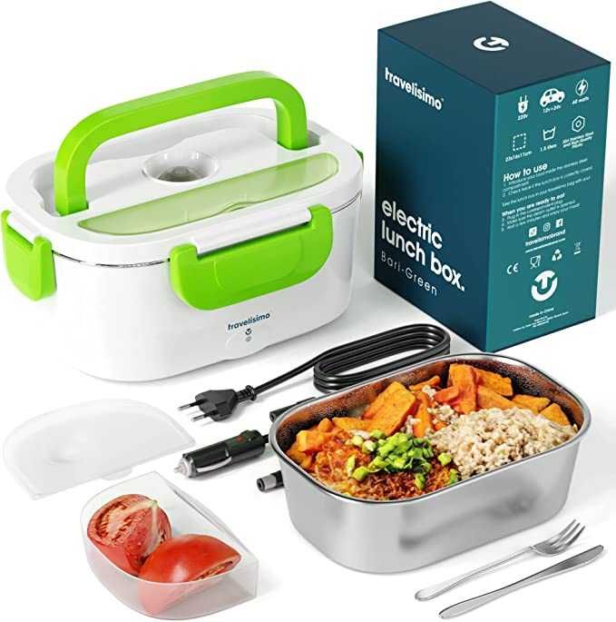 Elektryczny, podgrzewany lunch box, 2 możliwości podłączenia