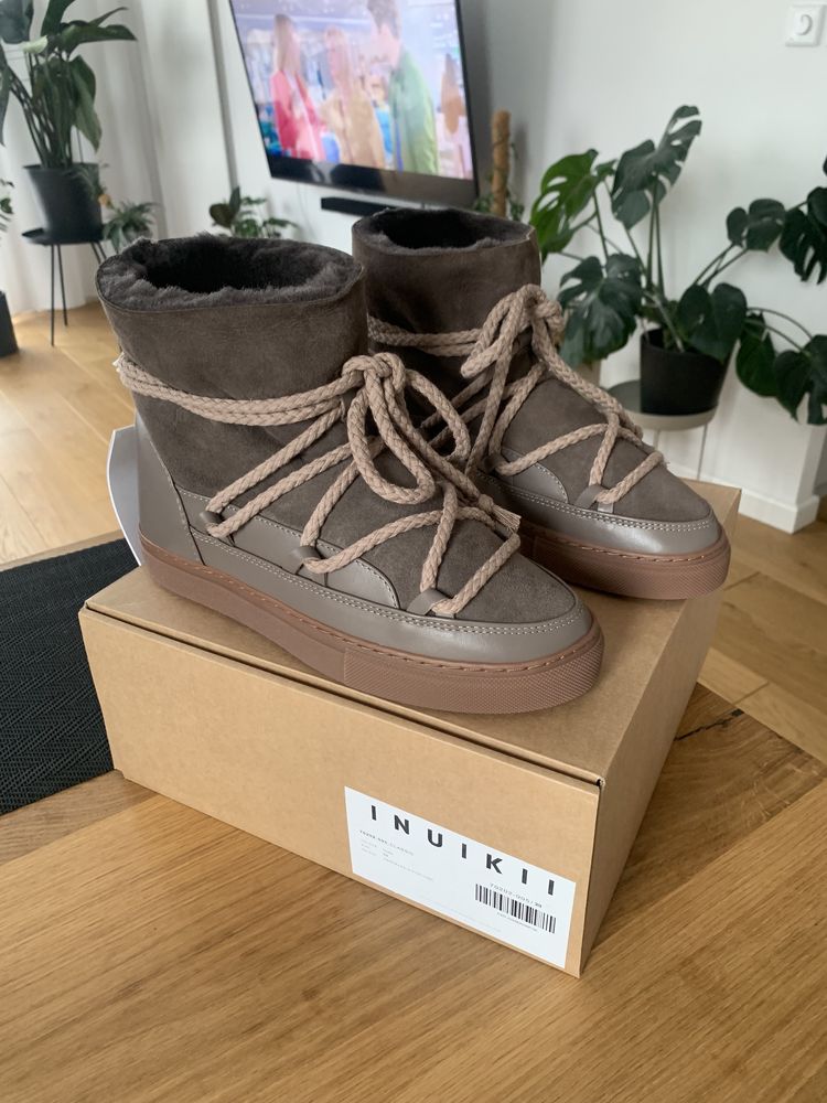Buty zimowe inuikii taupe 36/37/38/39/40/41 plaskie/koturny emu