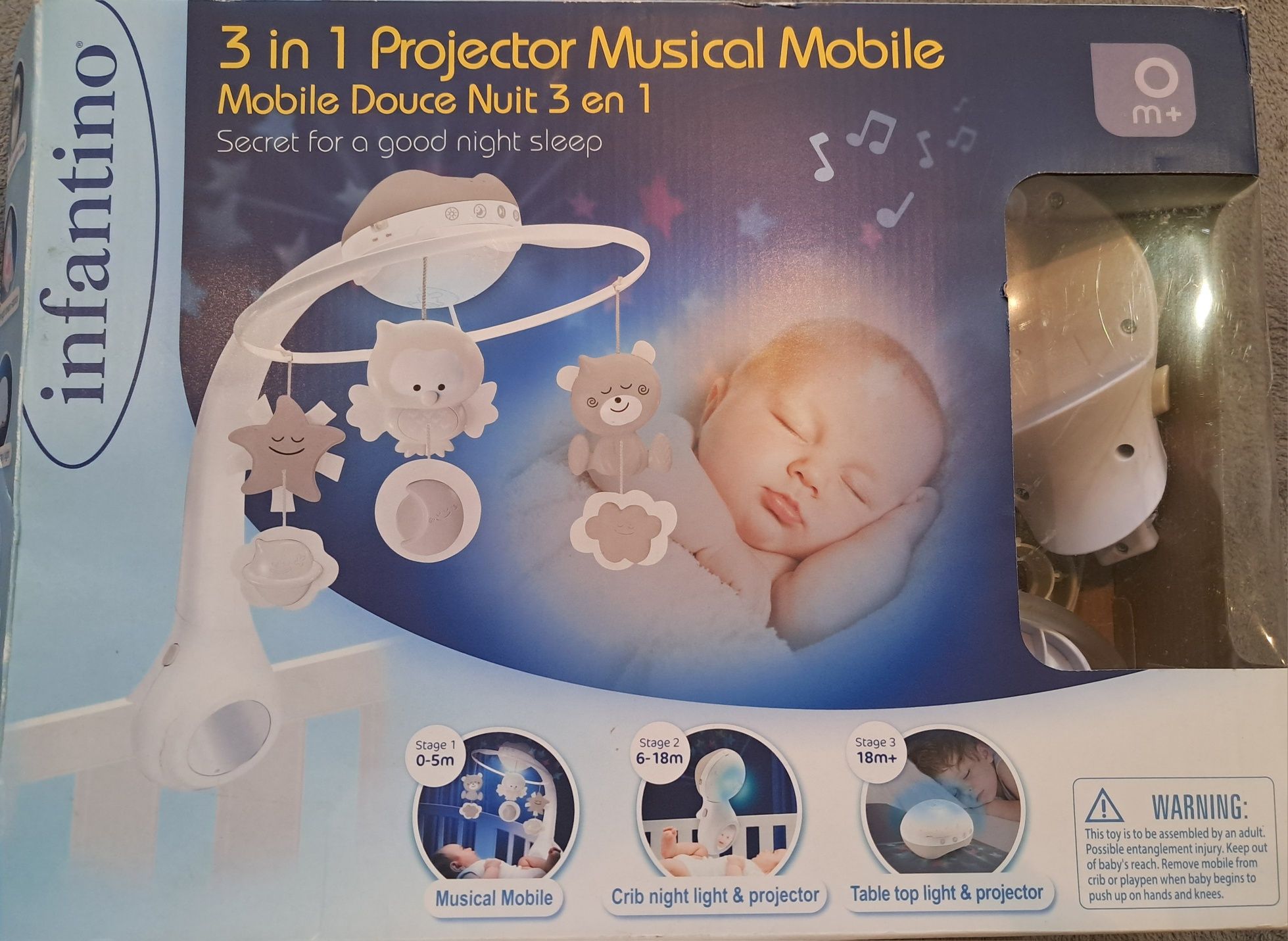 Projektor muzyczny karuzela 3w1, beżowa marki infantimo