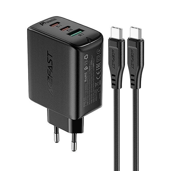 Acefast 2w1 ładowarka sieciowa 2x USB Typ C / USB 65W, PD, QC 3.0, AFC