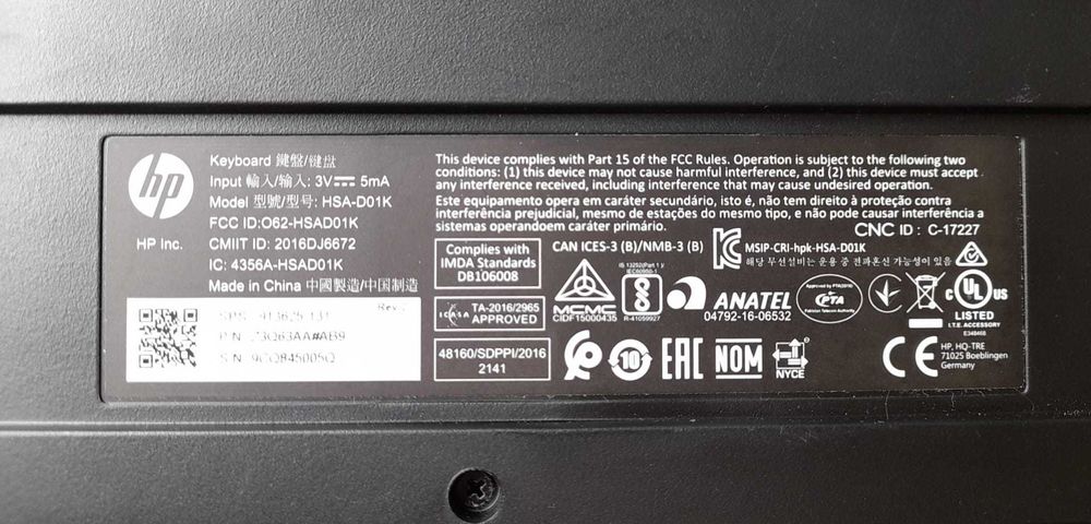 Teclado + Rato HP sem fios (com dongle USB) - prontos a usar