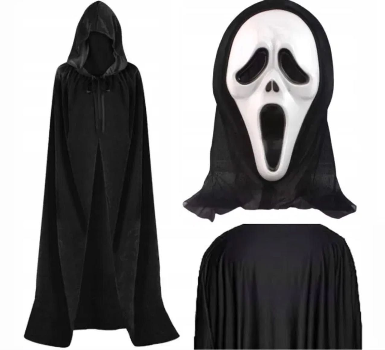 HALLOWEEN STRÓJ PRZEBRANIE peleryna maska krzyk śmierć dorosłych