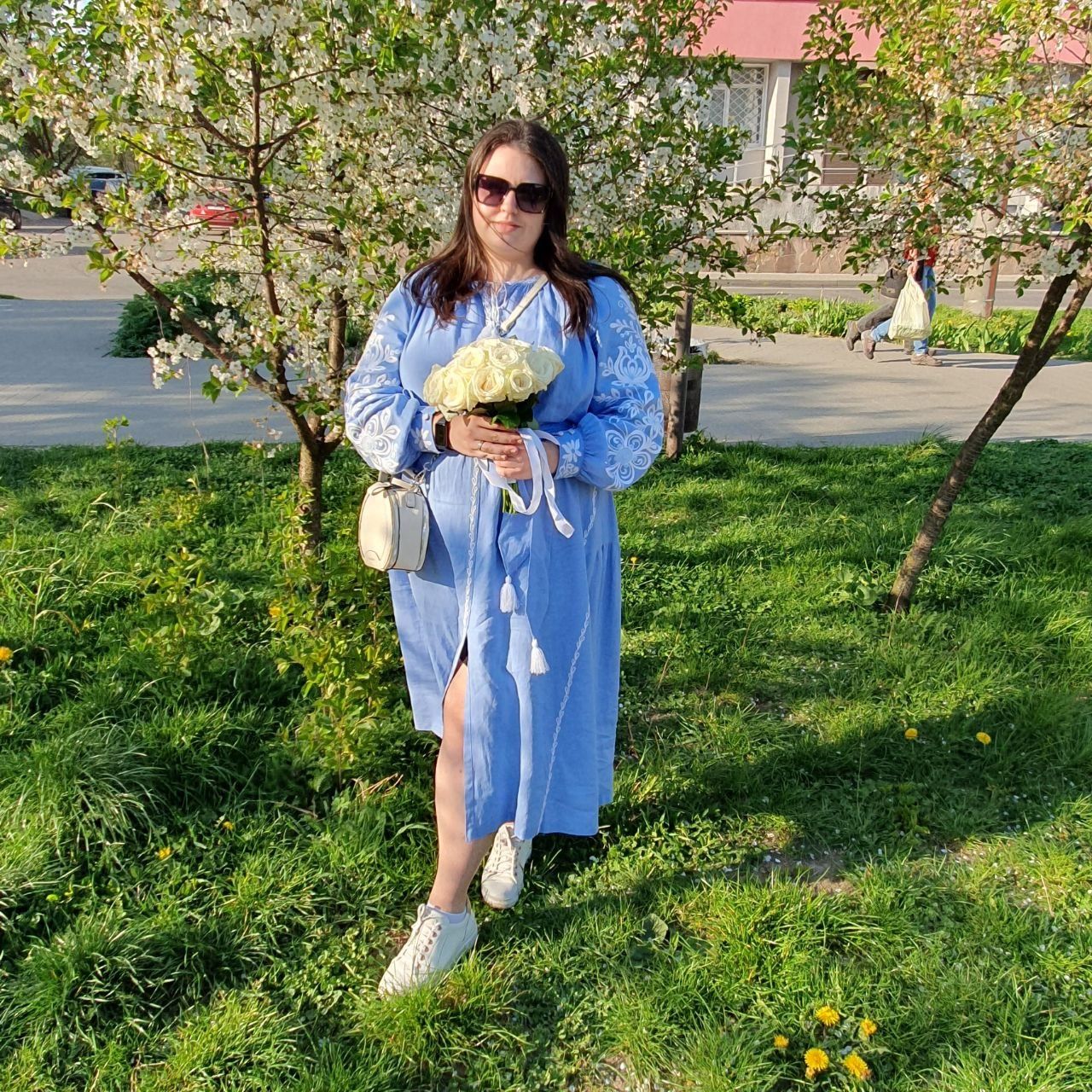 Плаття вишиванка, сукня, голубе вишите з білим