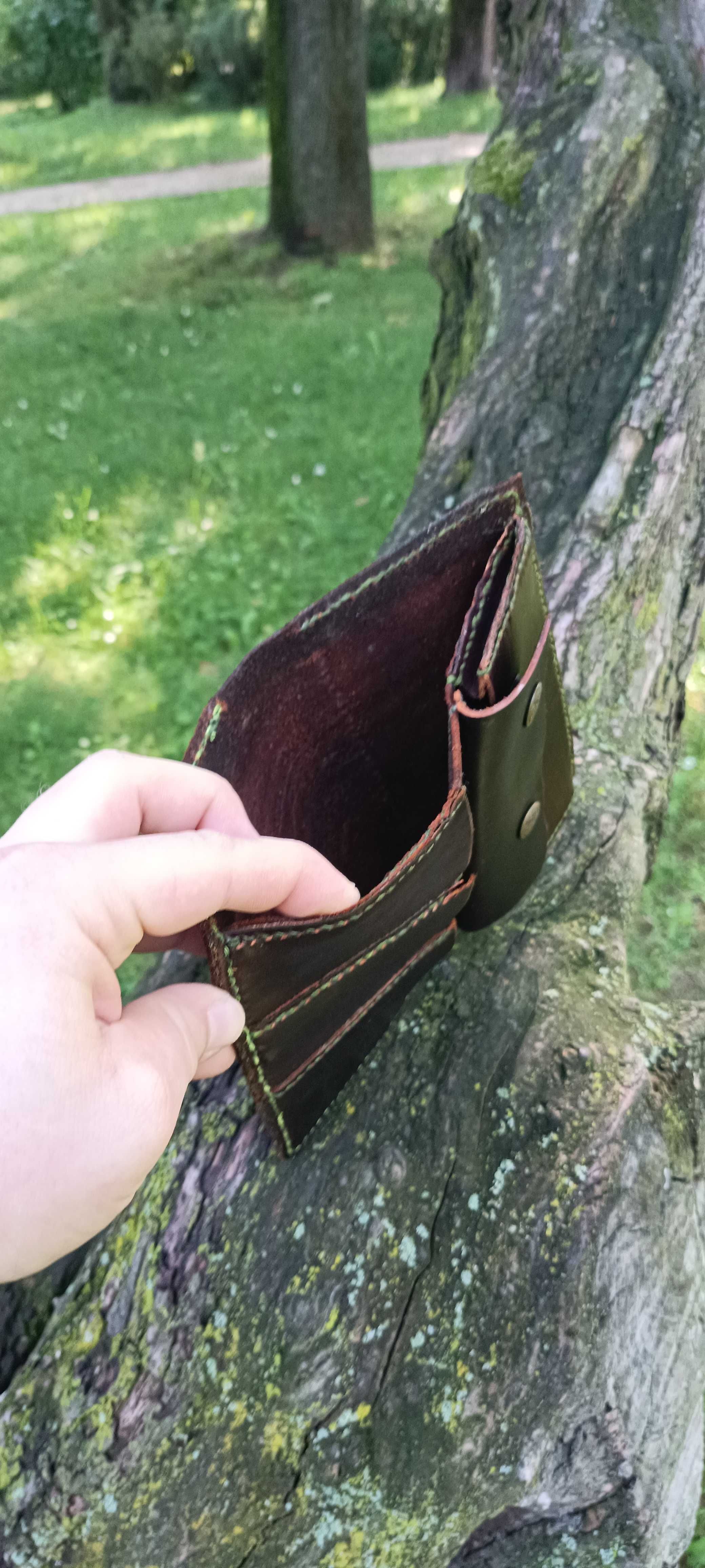 Ręcznie robiony portfel skórzany – naturalna skóra, unikat, handmade