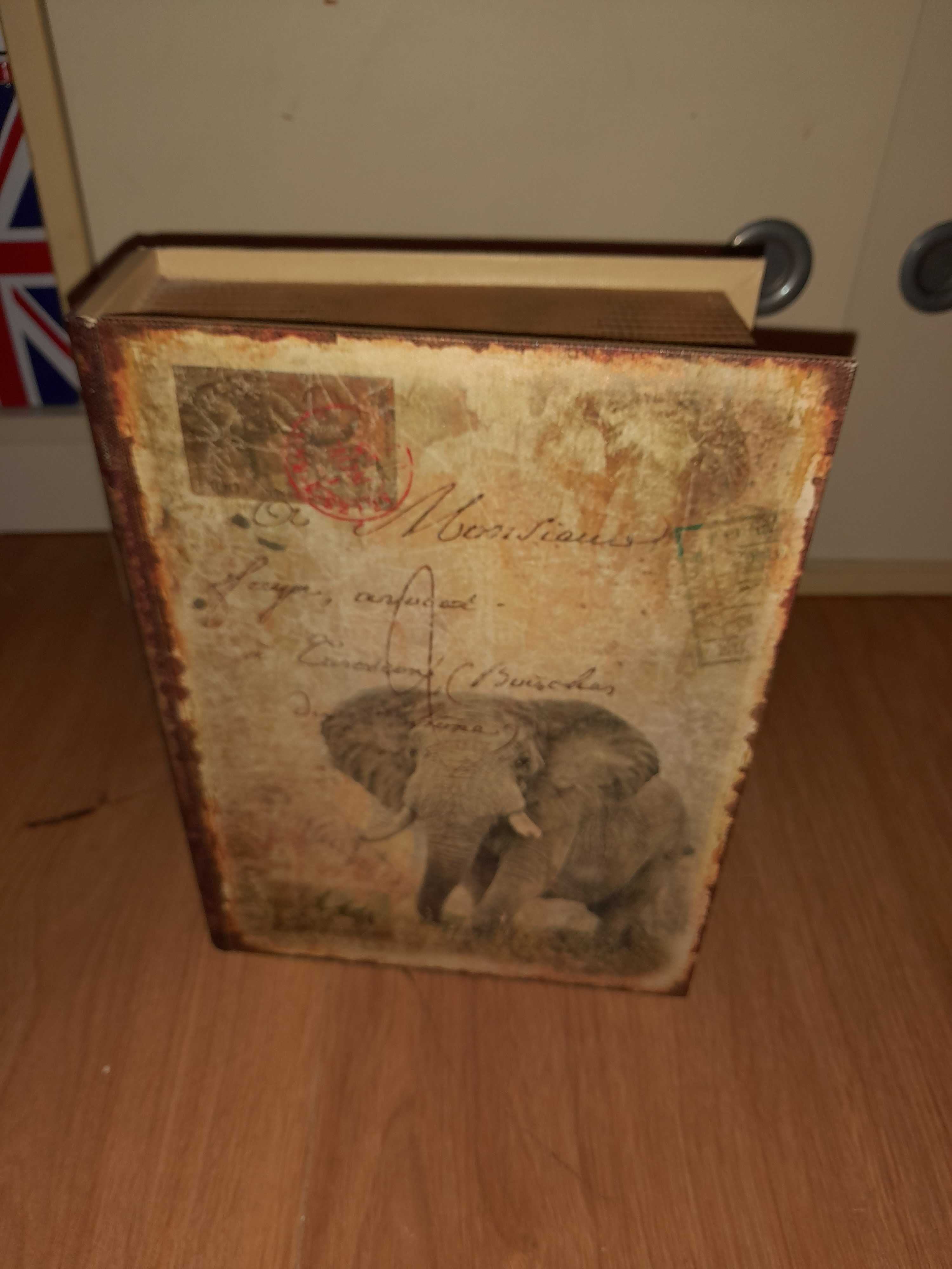 Caixa Livro madeira Elefante. Arrumação e decoração. 2 tamanhos