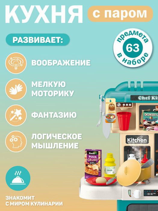 Дитяча кухня ( пар,вода ) 63 предмета