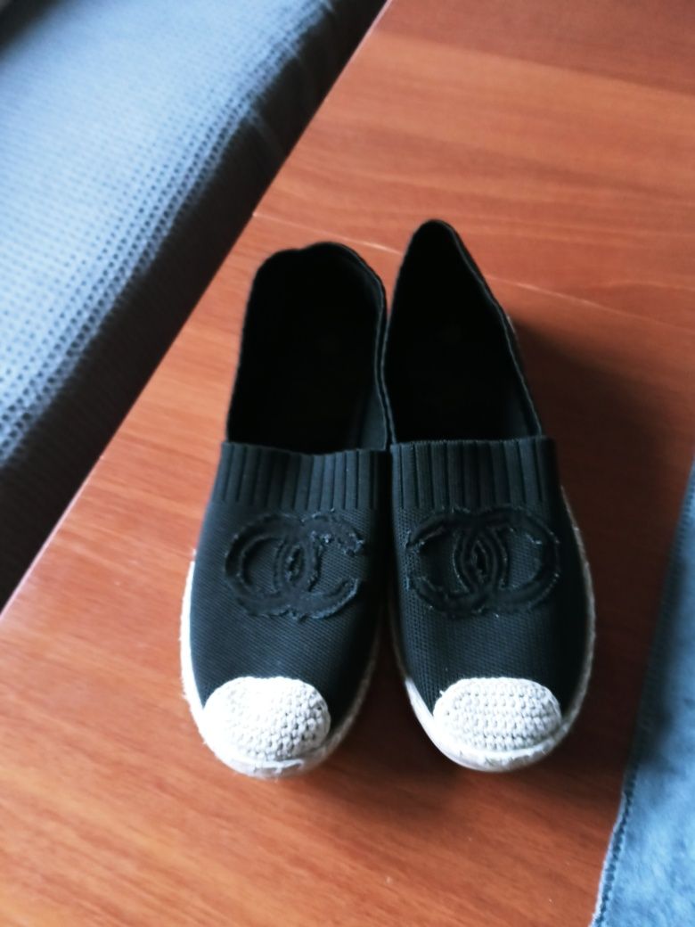 Espadryle damskie czarne 40 wsuwane