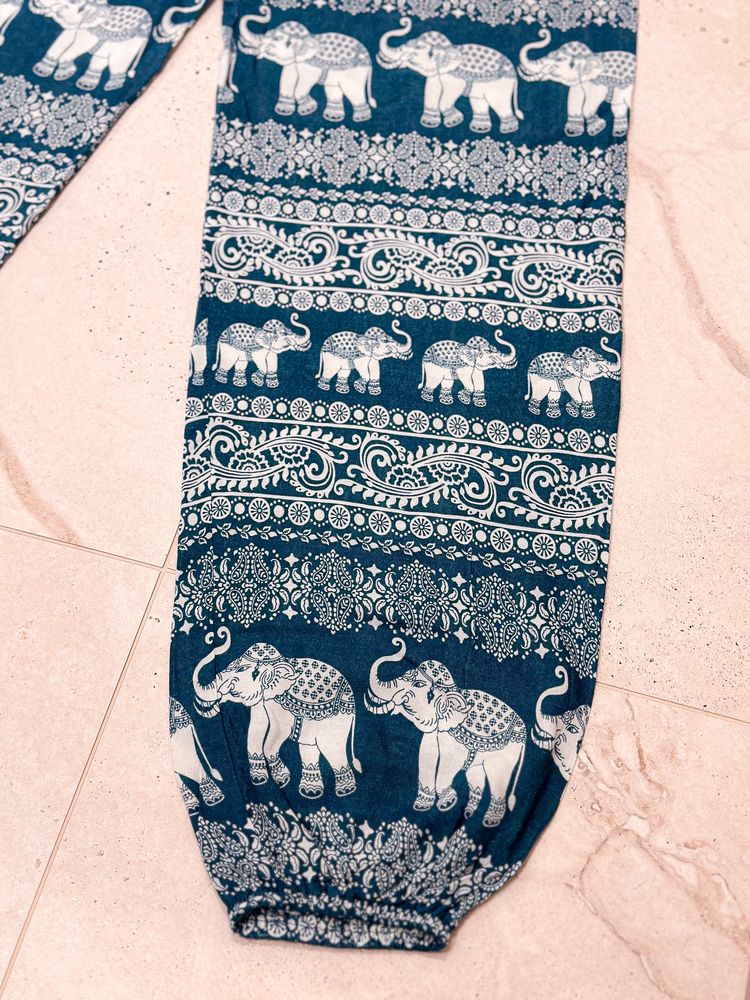Spodnie w słonie z Tajlandii alladynki oversize m 38 luźne azjatyckie