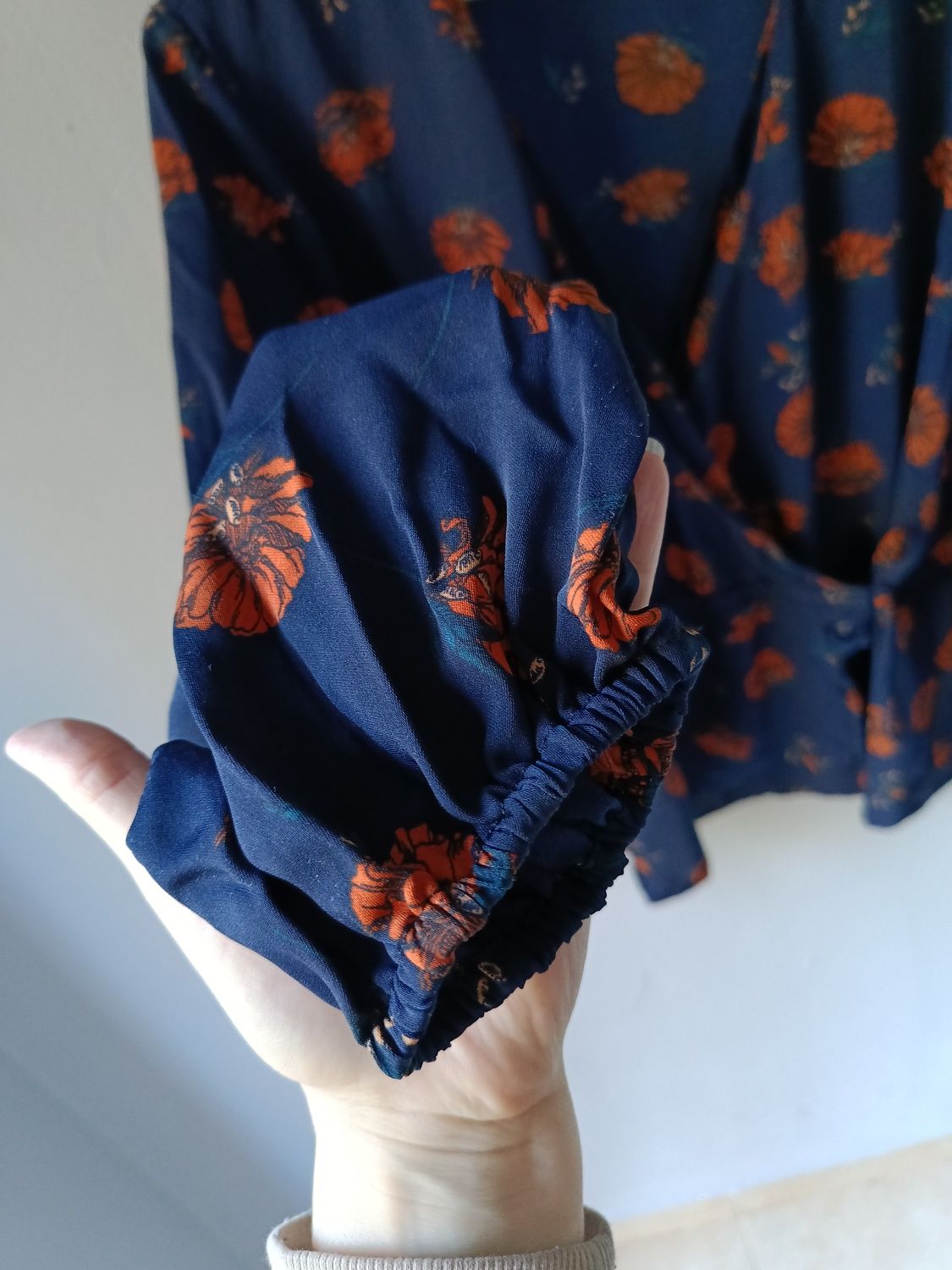 Second script 48 4XL elegancka koszula damska kopertowa floral print