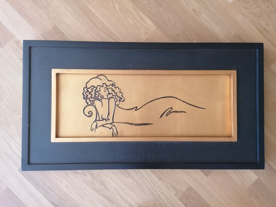 Obrazy kreską, malowane na desce, kobiety