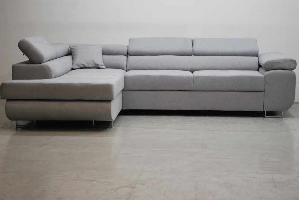 OAA DESIGN NOWOCZESNY NAROŻNIK  funkcja spania pojem szara tkanina