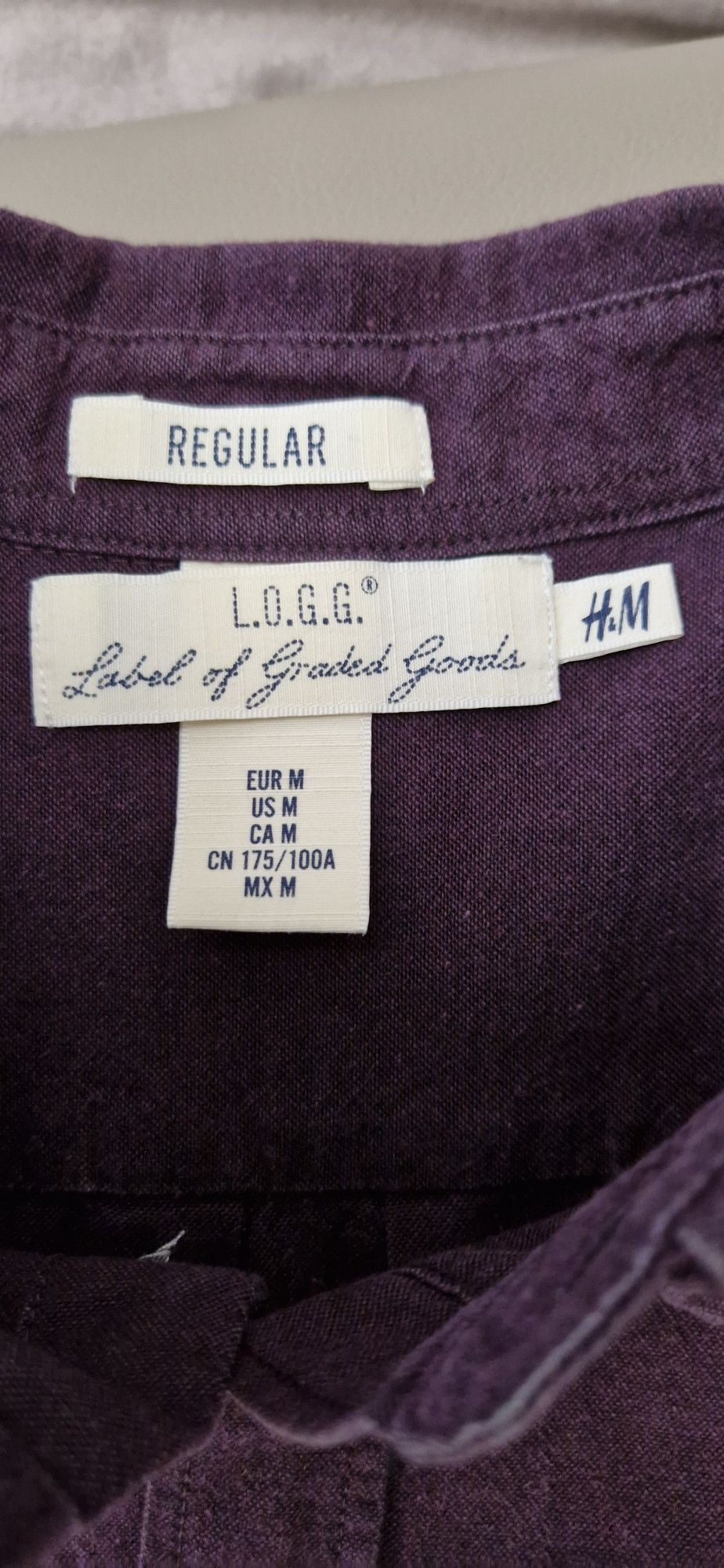 Koszula r.M męska h&m elegancka z kołnierzykiem długi rekaw fioletowa