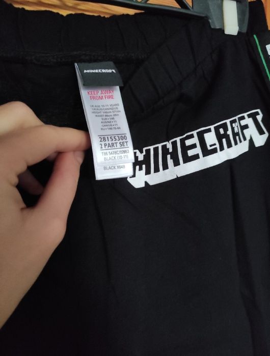 Piżama Minecraft czarna krótki rękaw 146 chłopięca