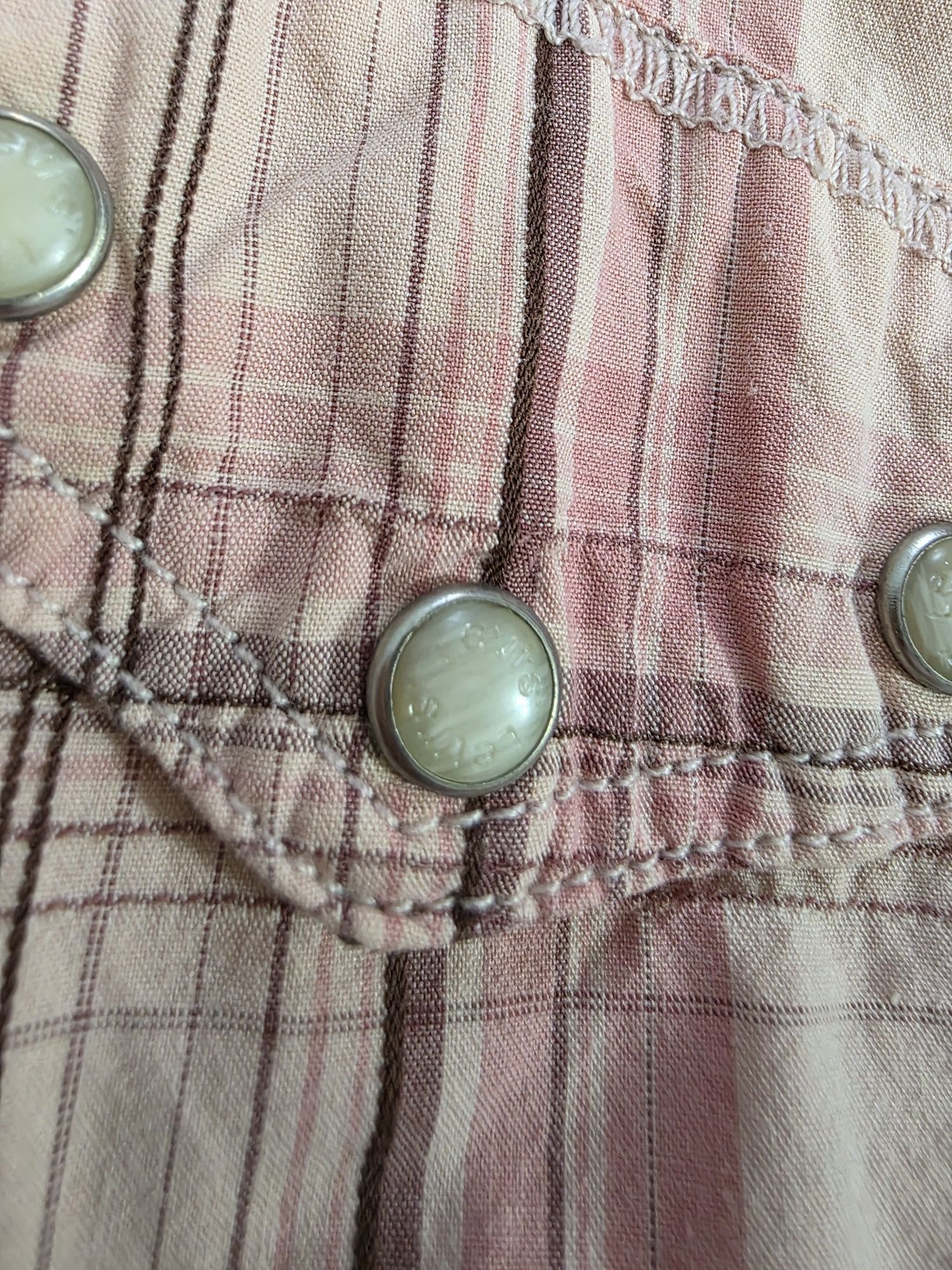 Damska koszula w kratkę różowa łososiowa koszula Levis vintage