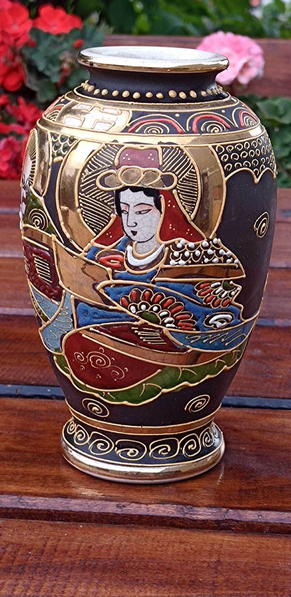 JAPONIA stara  porcelana  duży WAZON 15.5cm Vintage