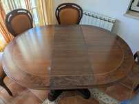 Mesa jantar redonda extensível com cadeiras