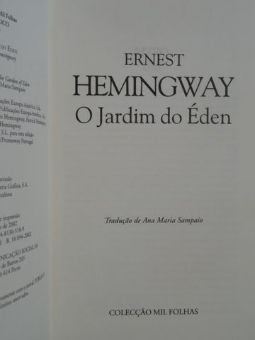 O Jardim do Éden de Ernest Hemingway