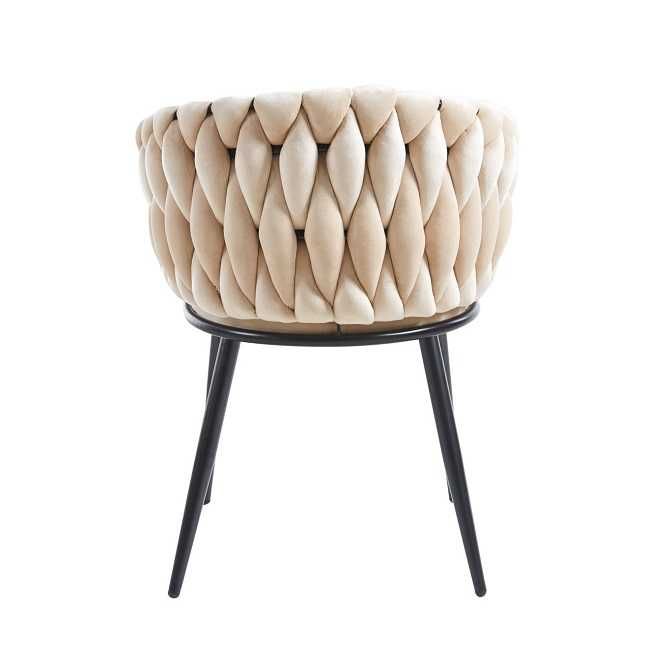 Krzesło tapicerowne PLECIONKA - welur + czarne nogi - 7 kolorów
