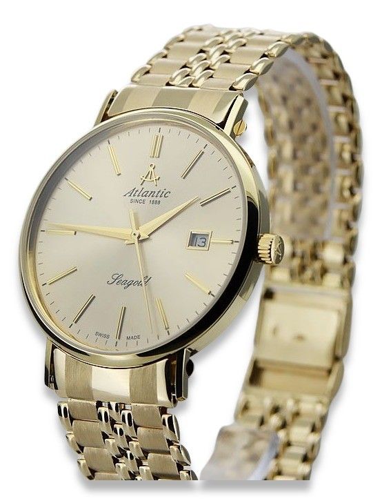 Złoty zegarek Atlantic 14k 585 z bransoletą męski mw003y&mbw019yo Wr