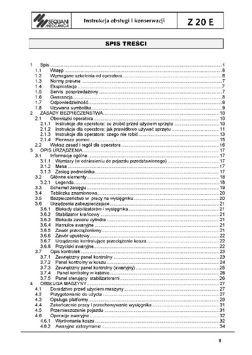 Instrukcja obsługi i konserwacji SEQUANI MECCANICA CTE Z 14, 17, 20