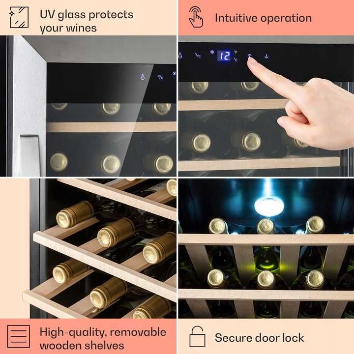 Winiarka Lodówka na Wino Napoje 32 butelki LED 4 do 18°C