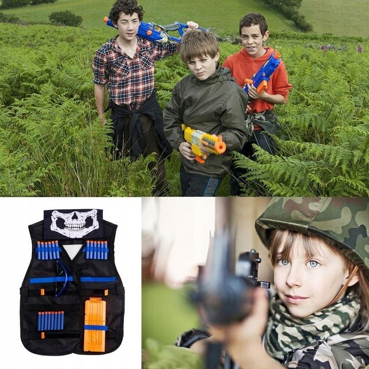 Kamizelka Taktyczna Z Nabojami Do Pistoletów Nerf 100 Strzałek Okulary