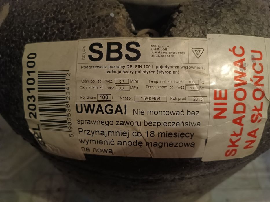Podgrzewacz poziomy DELFIN, pojedyncza wężownica, izolacja szara