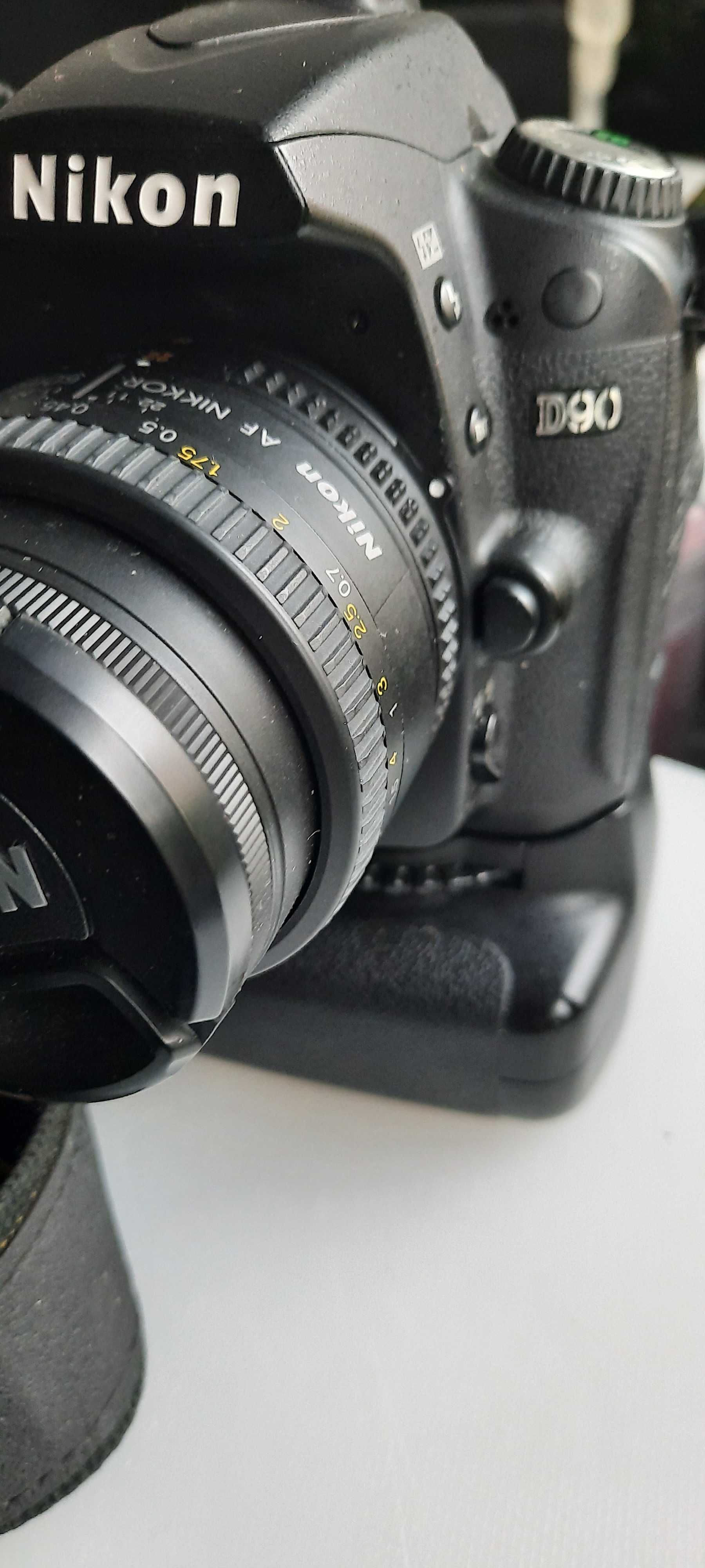 Nikon D90+obiektyw+grip+wężyk.