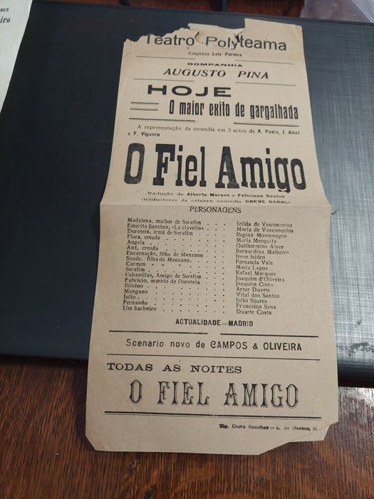Folheto muito antigo teatro politiema anos 10 20