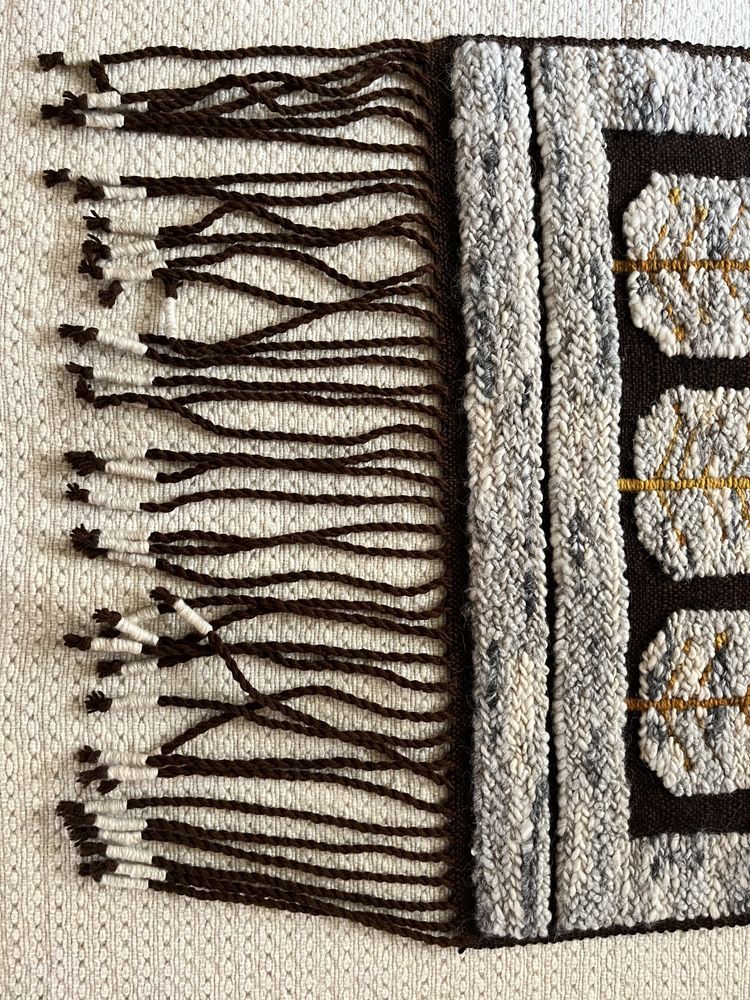 Ręcznie tkany wełniany kilim dywan górski owieczki hala ciemny brąz
