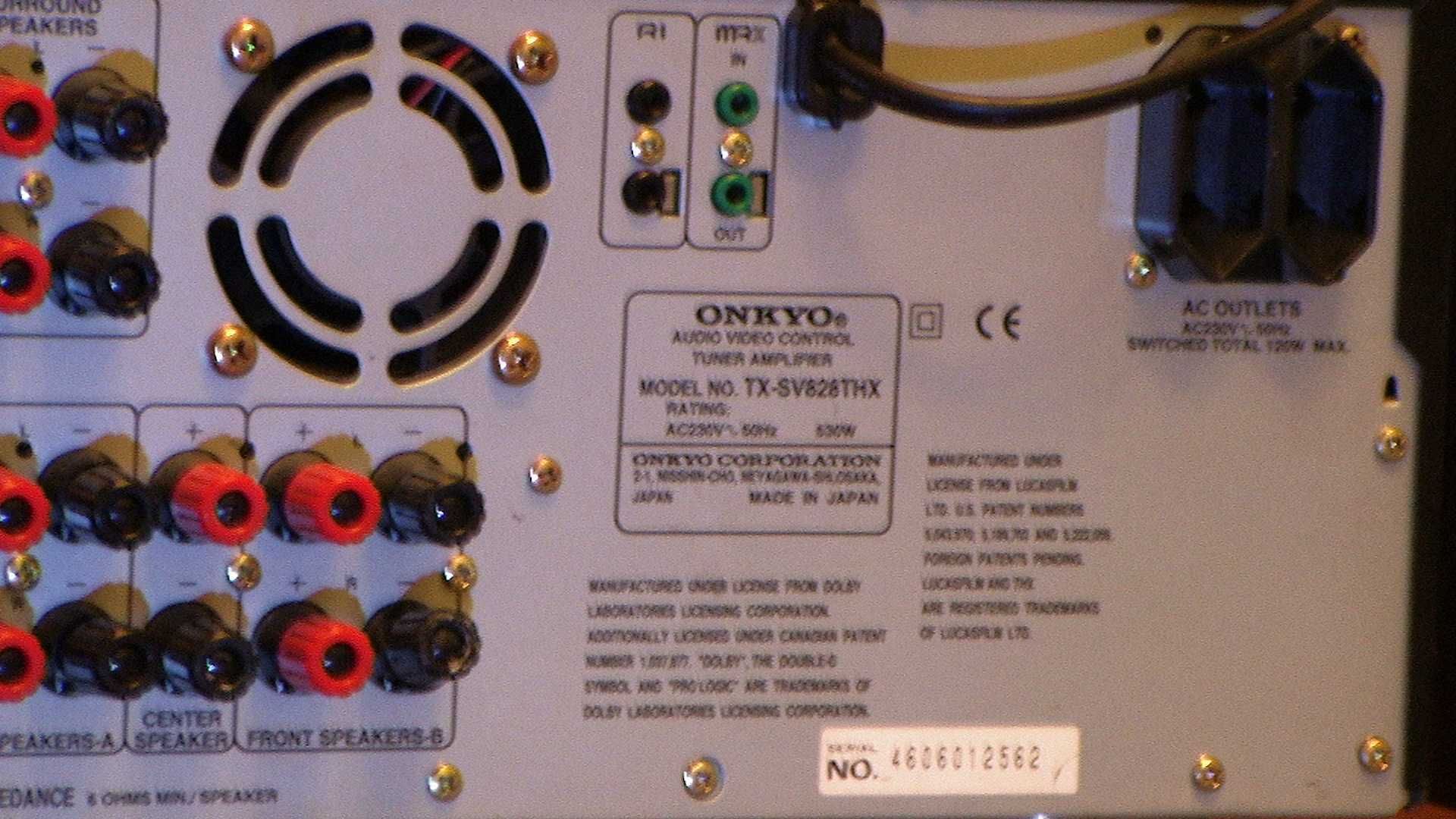ONKYO TX Sv 828 Thx R1 Made In Japan 15 КГ Ритейл 1600$ 100вт/канал