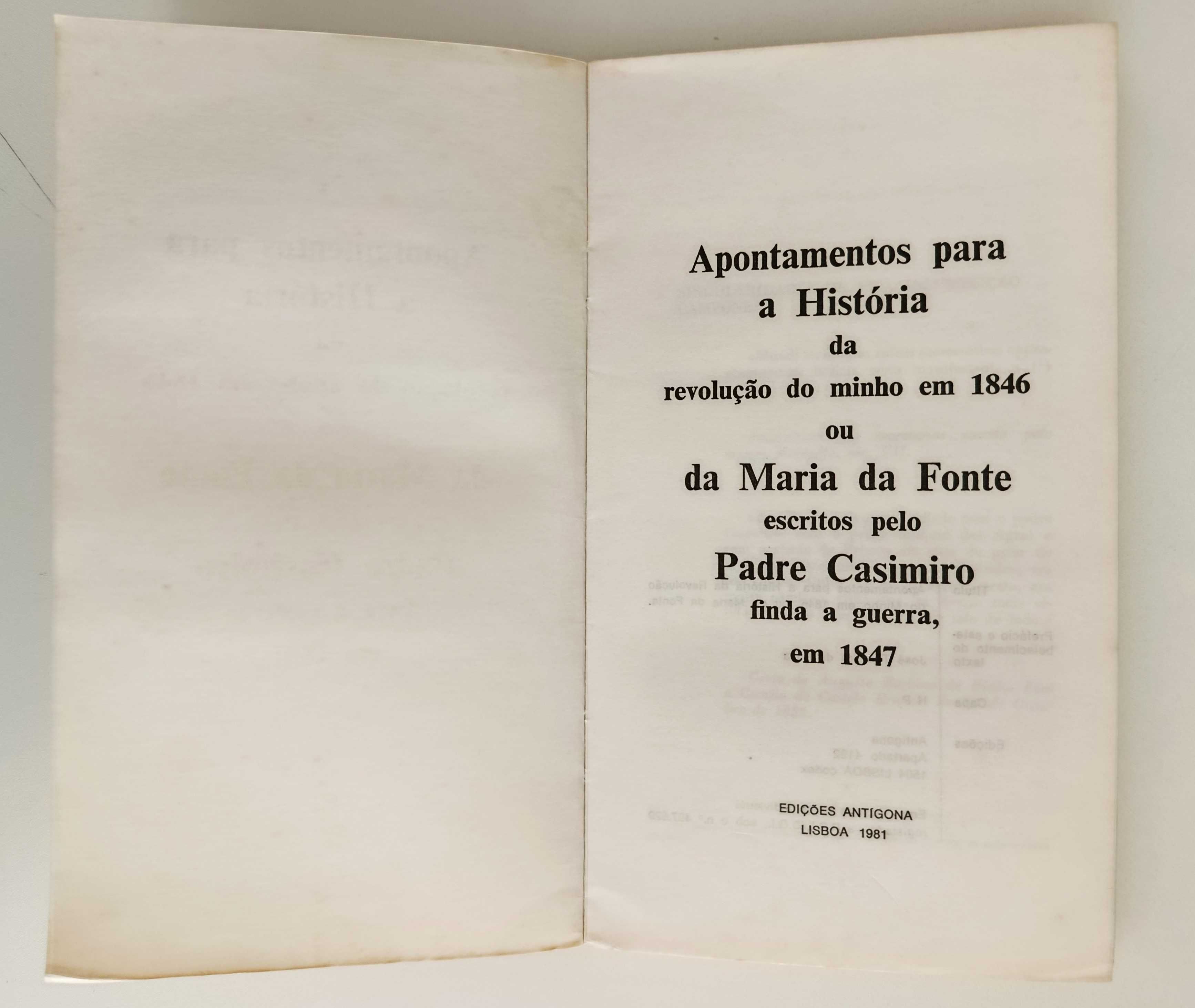 Pe. Casimiro | Apontamentos para a História da Revolução do Minho 1846