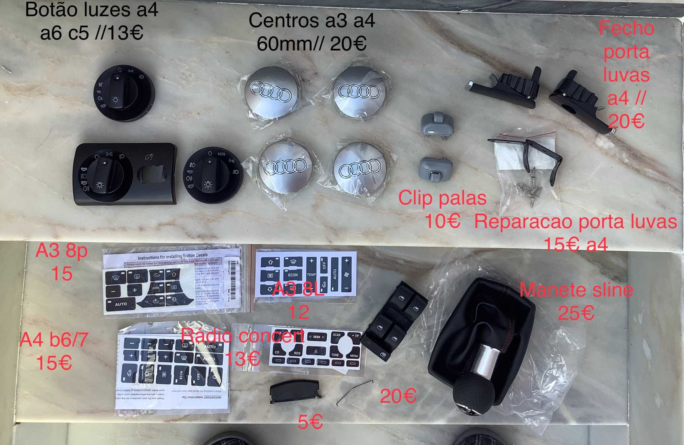 audi kit reparacao climatronic radio manete porta luvas clip palas