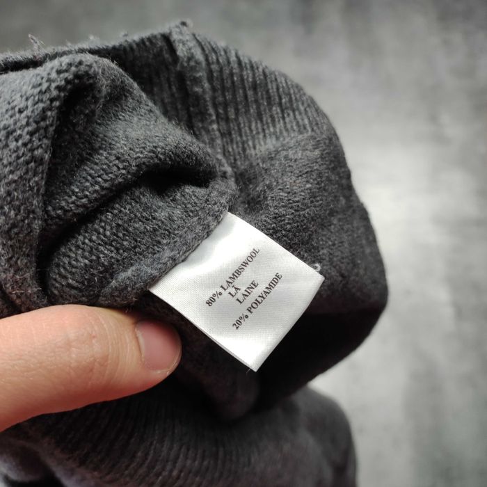 MĘSKI Elegancki PREMIUM Wełniany Sweter Haft Szary Calvin Klein Golf