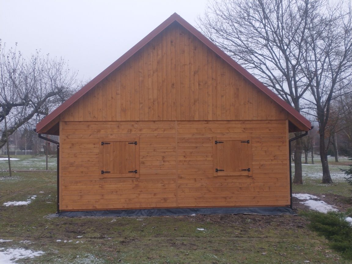 Garaż drewniany dwustanowiskowy 6x6, wiata na dwa auta bud gospodarczy