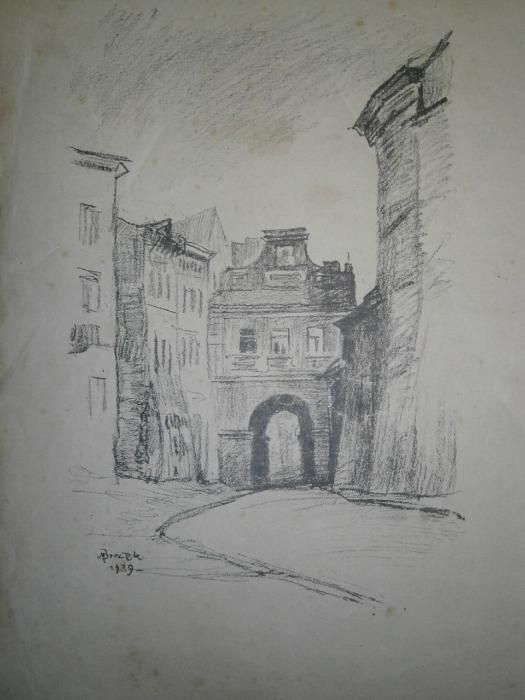 Obraz , grafika , Maksymilian Brożek , Lublin . wym. 47x34 cm.