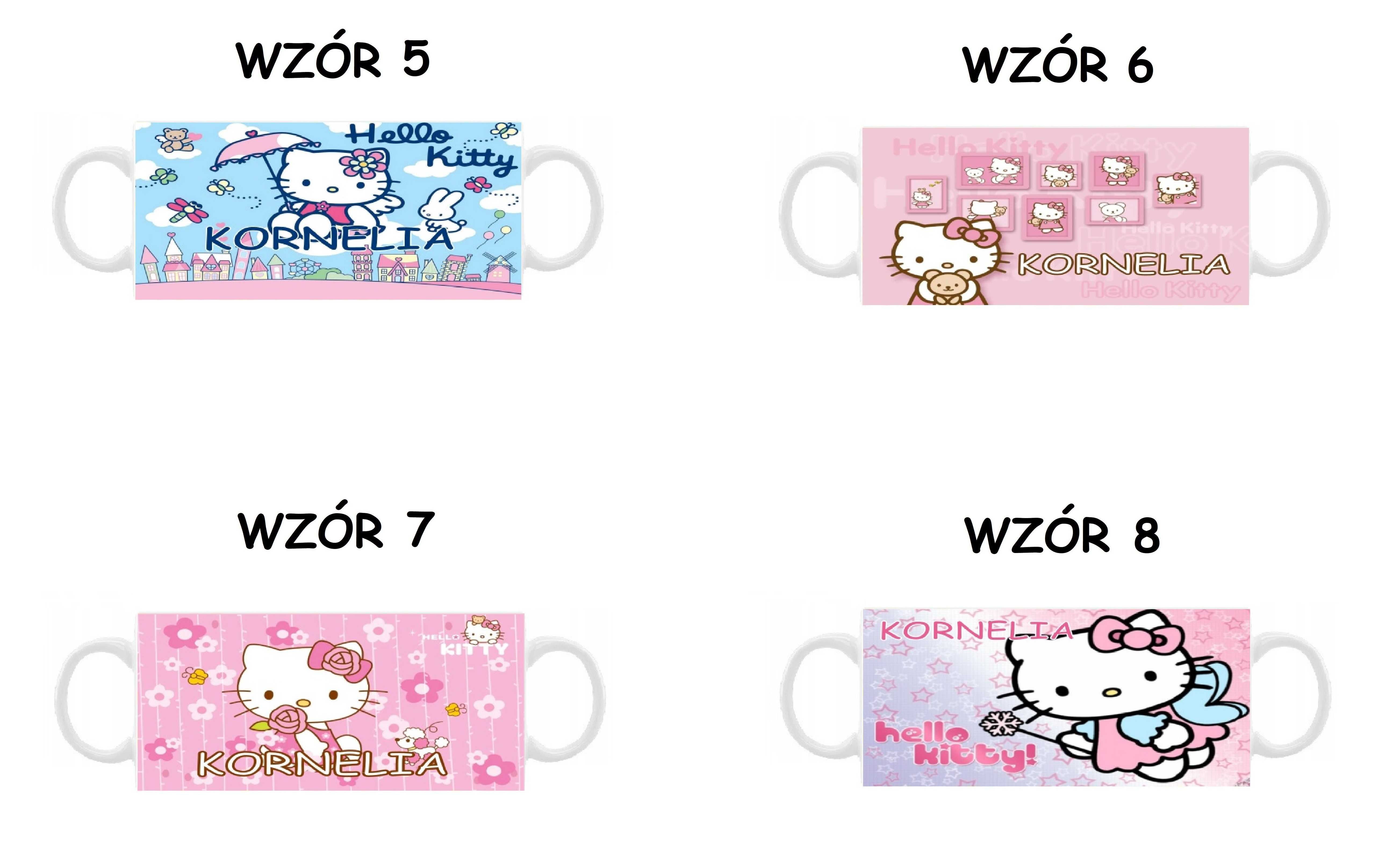 Kubek z nadrukiem Hello Kitty +imię, różne wzory