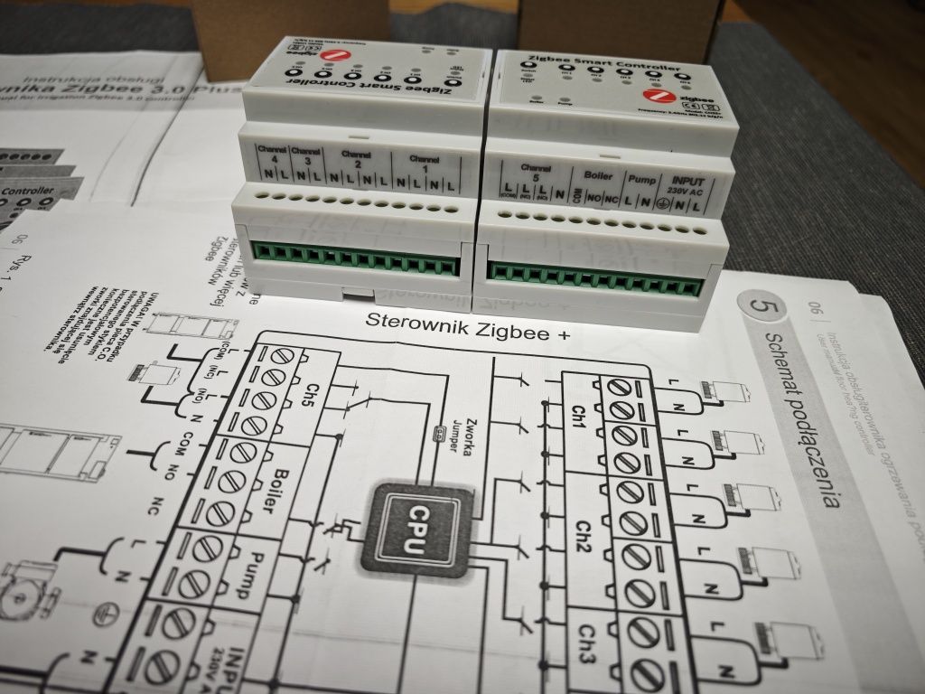 Zigbee, WiFi. Ogrzewanie podłogowe. Siłowniki, termostaty, centralka