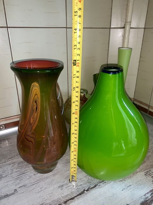 Ваза богемия гутное  цветное стекло