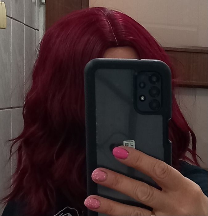 Peruka syntetyczna Krótkie faliste kręcone czerwona