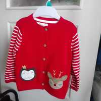 Sweterek rozpinany bożonarodzeniowy  dziewczynek  9-12 miesięcy
