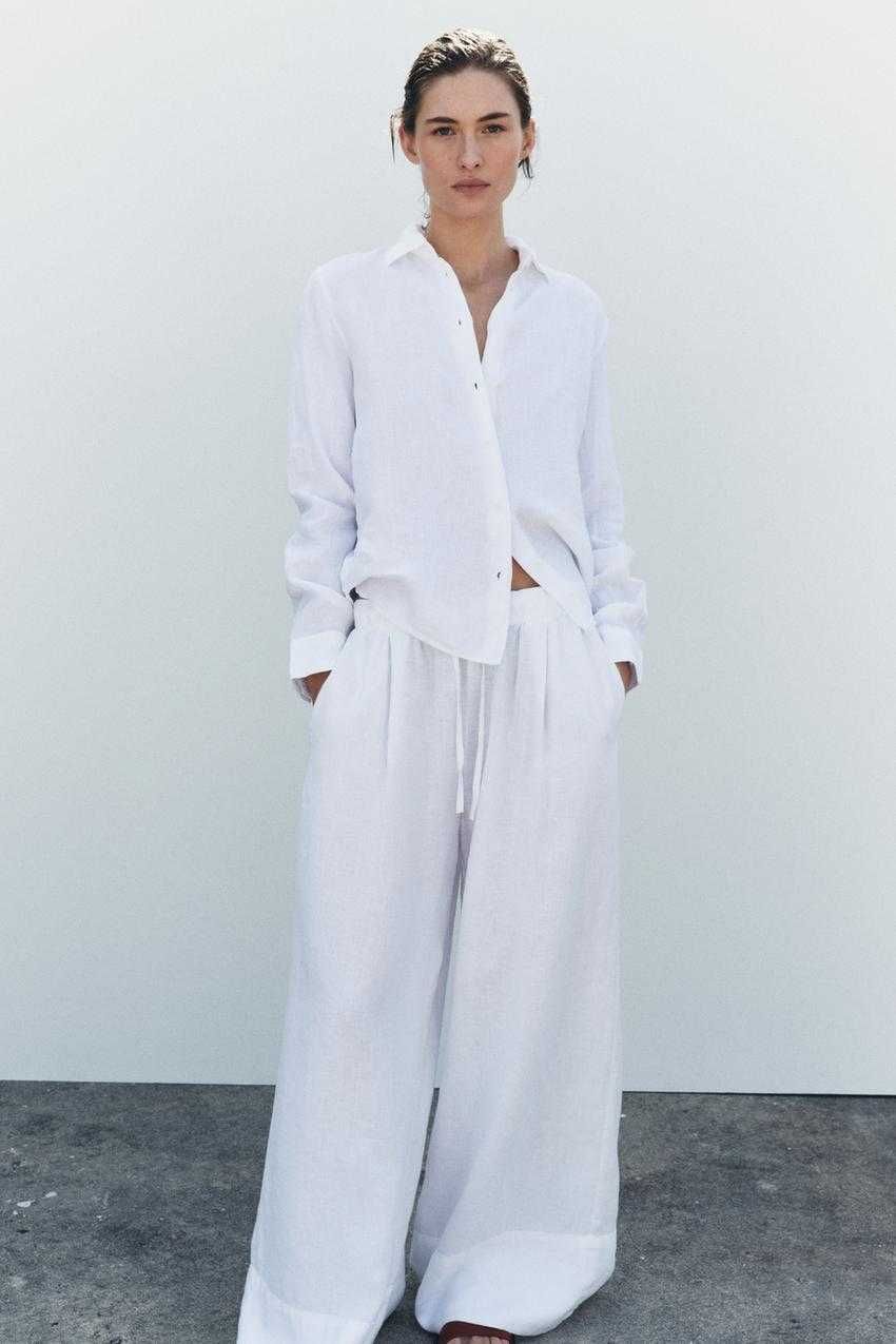 Костюм рубашка брюки штаны zara M лён льон