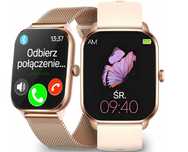 Smartwatch zegarek kt65 damski wodoodporny złoty 2 paski ttst966