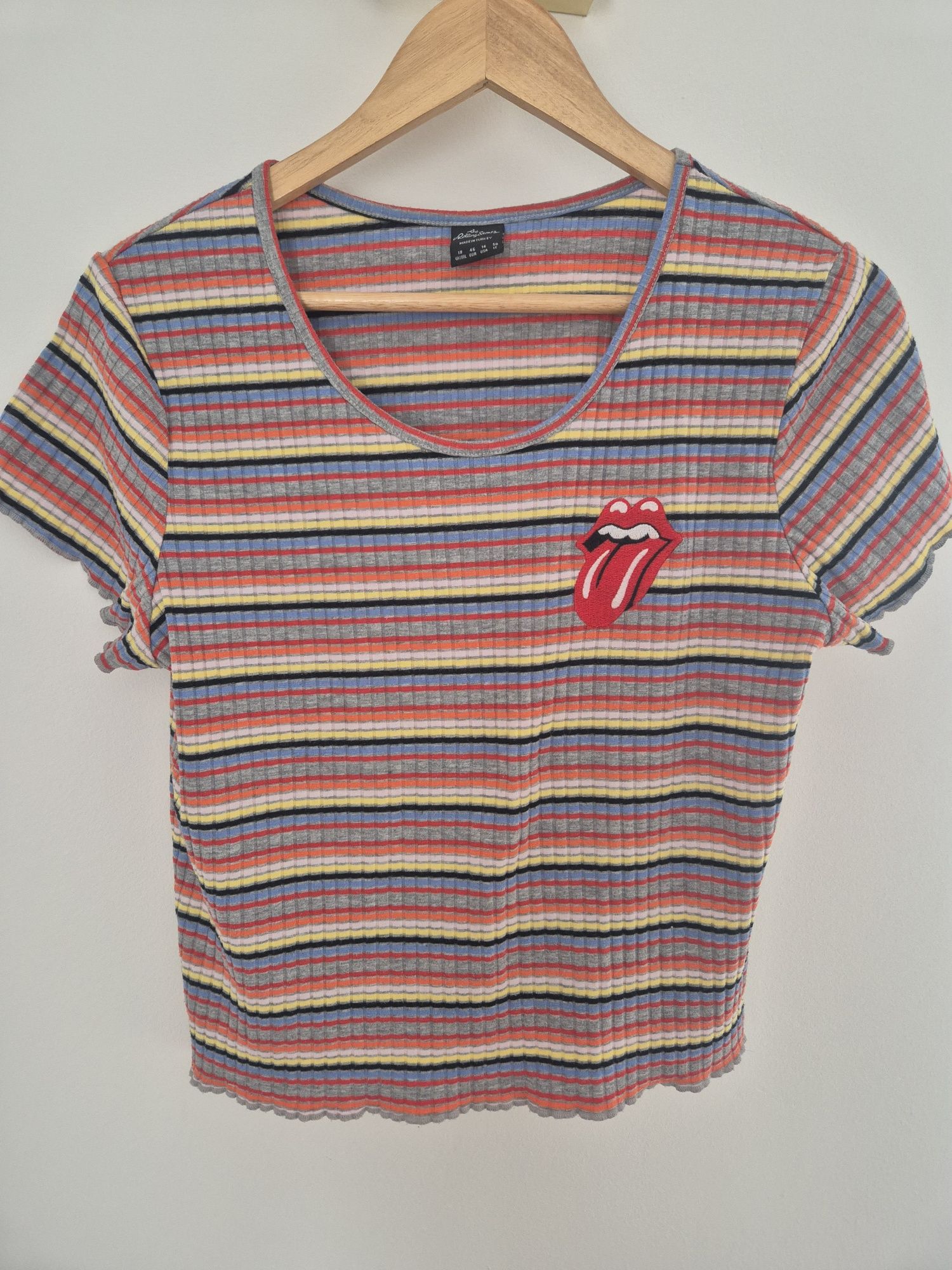 Koszulka crop top na lato w paski kolorowa Summer bawełna cotton Rolli
