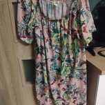 Bluzka tunika sukienka krótki rękaw damska wzór H&M kwiaty L XK