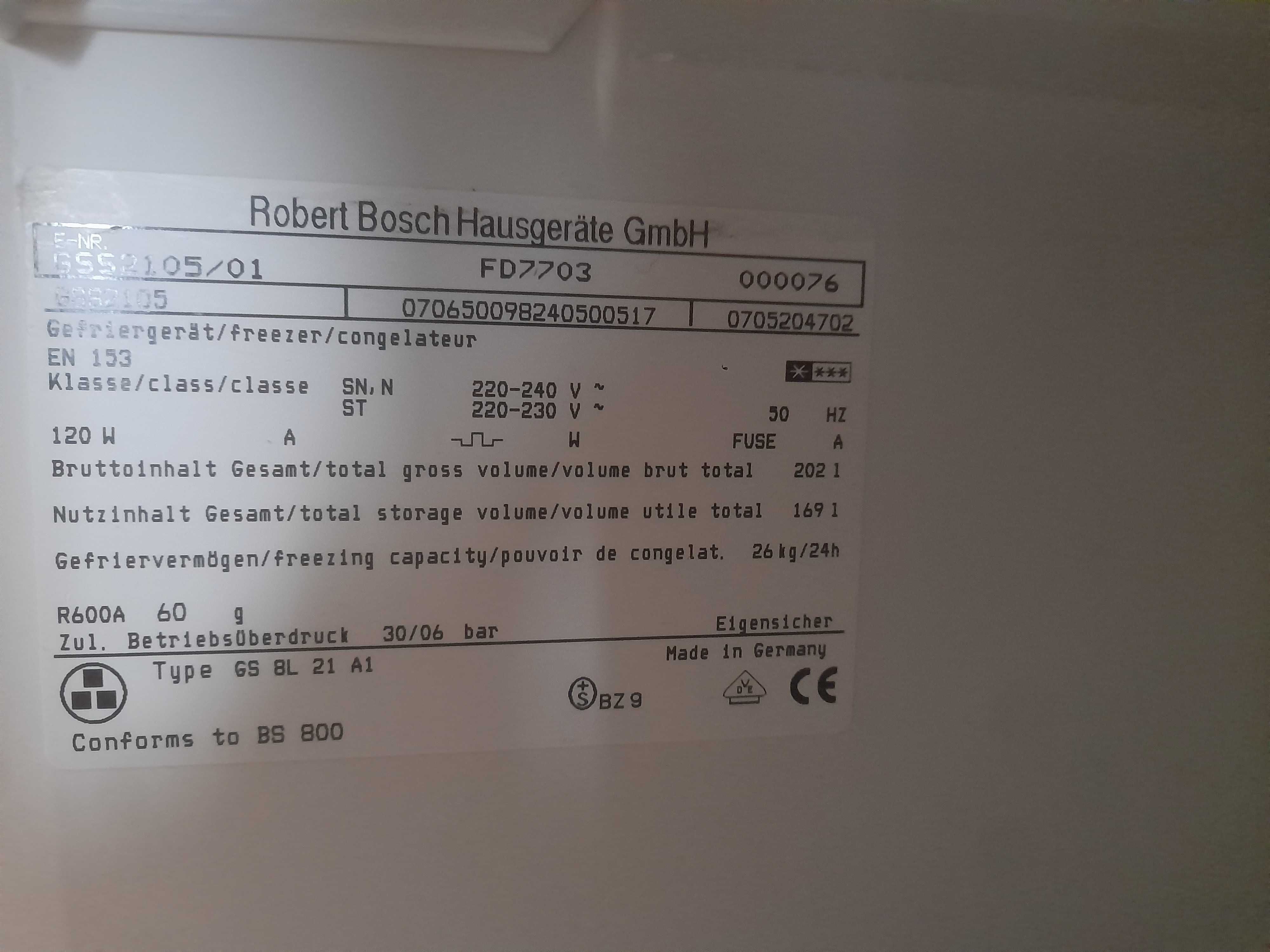 Zamrażarka BOSCH 5 Szuflad 200L 100% Sprawna ! ŁADNA IMPORT Z HOLADNII