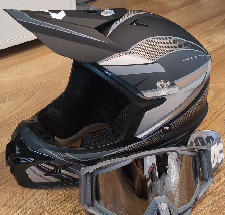 NOWY Kask cross okulary gogle na rower hulajnogę Uchoose rozmiar M
