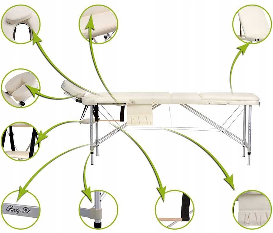 Розкладний масажний стіл 3-сегментний, екрю + СУМКА