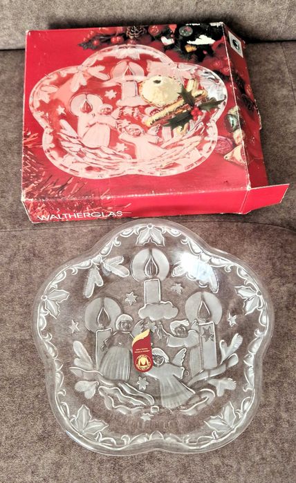Piękna szklana patera - Motyw świąteczny Walther-Glas Vintage